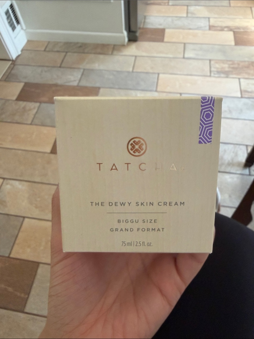 BRAND NEW 
Tatcha Dewy Skin Cream – Cream & Purple Accents
